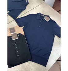 Трикотажна футболка з коміром синя Tom Ford Dark Blue Classic f674