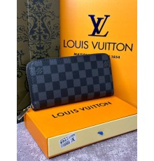 Чоловічий Шкіряний гаманець Louis Vuitton Zippy Damier Graphite k036