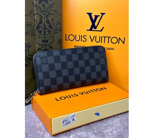 Чоловічий Шкіряний гаманець Louis Vuitton Zippy Damier Graphite k036