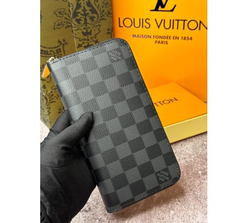 Чоловічий Шкіряний гаманець Louis Vuitton Zippy Damier Graphite k036