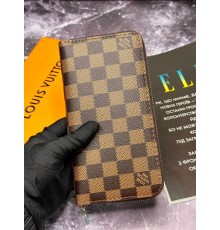 Чоловічий шкіряний гаманець Louis Vuitton Zippy Damier Ebene k036-1