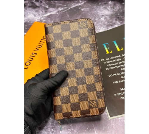 Чоловічий шкіряний гаманець Louis Vuitton Zippy Damier Ebene k036-1