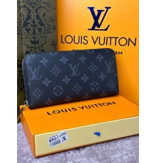 Чоловічий шкіряний гаманець Louis Vuitton Zippy Monogram Eclipse k037