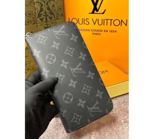 Чоловічий шкіряний гаманець Louis Vuitton Zippy Monogram Eclipse k037