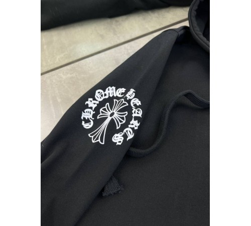 Кофта на блискавці чорная Chrome Hearts Black White Logo sg281