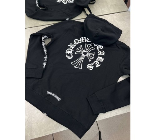 Кофта на блискавці чорная Chrome Hearts Black White Logo sg281