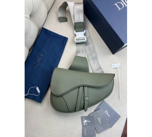 Сумка сідло Dior Saddle Grained Khaki хакi с855