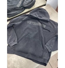 Худі Vetements з вишитим білим лого сiре sg298