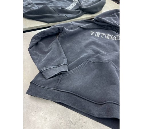 Худі Vetements з вишитим білим лого сiре sg298