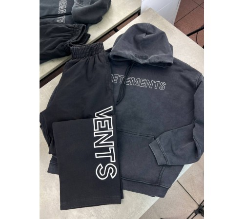 Худі Vetements з вишитим білим лого сiре sg298