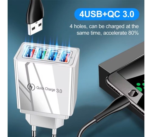 Блок живлення 4 port USB Charge зоряний пристрій Біла