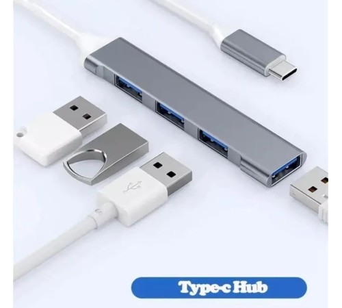 USB Type-C хаб разветвитель для ноутбука на 4 порта Combi USB Gray