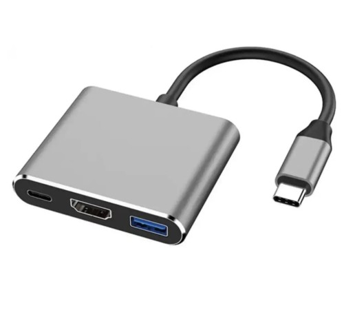 Перехідник адаптер 3в1 із Type-C на HDMI, USB, USB-C / Конвертер Full HD, 1080p, 4K, 2K, UHD