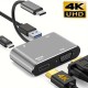 Концентратор Type-C 4 в 1, адаптер type-c 3.0 до 4K HDMI HDTV, VGA USB 3.0 PD, розгалужувач швидкої зарядки