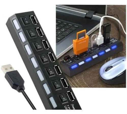 USB хаб Combi концентратор на 7 портів з підсвічуванням