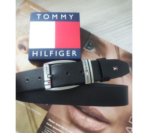 Чоловічий ремінь шкіряний Tommy Hilfiger Black