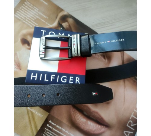 Чоловічий ремінь шкіряний Tommy Hilfiger Black