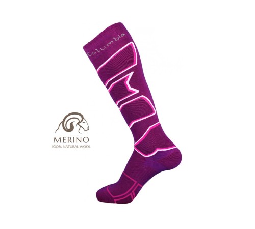 Шкарпетки гірськолижні Сolumbia Ski Merino M 39-42 Deep Violet Rose/White Pink (C3N2U-1L00-M)