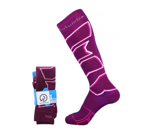 Шкарпетки гірськолижні Сolumbia Ski Merino M 39-42 Deep Violet Rose/White Pink (C3N2U-1L00-M)