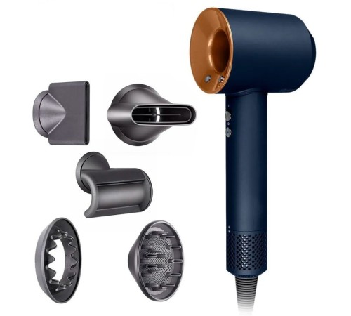 Фен Dyson Super Hair Dryer синій з іонізацією та турборежимом 5 насадок (Y-43)