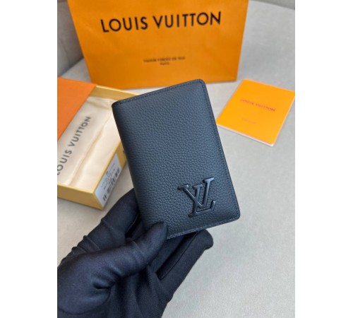 Кардхолдер чорний Louis Vuitton Aerogram Black k424