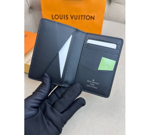 Кардхолдер чорний Louis Vuitton Aerogram Black k424