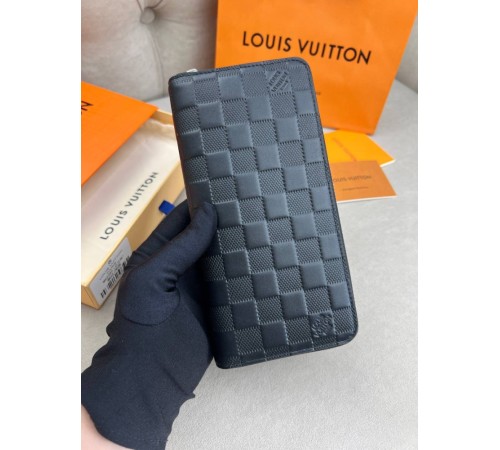 Гаманець чорний Louis Vuitton Brazza Damier Infini (блискавка) k417