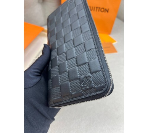 Гаманець чорний Louis Vuitton Brazza Damier Infini (блискавка) k417