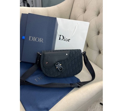 Месенджер чорний Dior Saddle Oblique Black c881