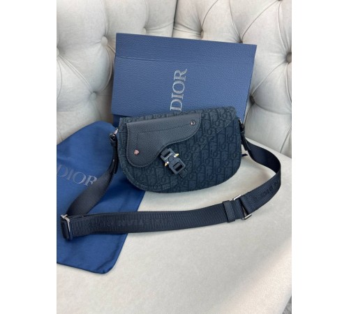 Месенджер чорний Dior Saddle Oblique Black c881