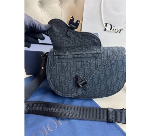 Месенджер чорний Dior Saddle Oblique Black c881