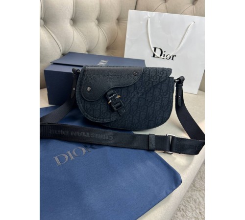 Месенджер чорний Dior Saddle Oblique Black c881