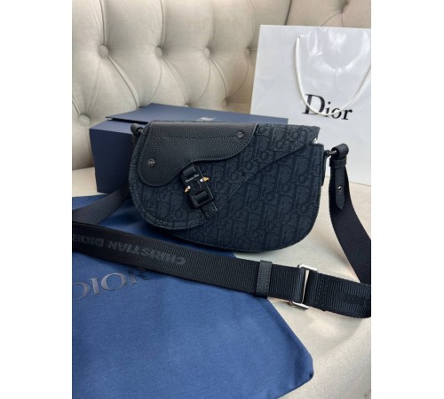 Месенджер чорний Dior Saddle Oblique Black c881