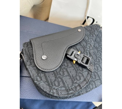 Месенджер чорний Dior Saddle Oblique Black c881