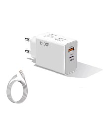 Зарядний пристрій 120W Charger + Кабель 6A USB-A to USB-C White