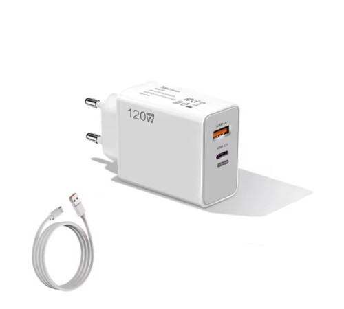 Зарядний пристрій 120W Charger + Кабель 6A USB-A to USB-C White