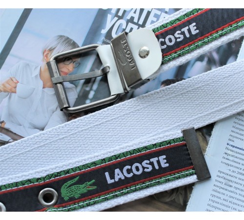 Мужской тканевый ремень Lacoste белый