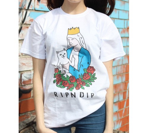 Белая футболка Ripndip Принцесса с котом