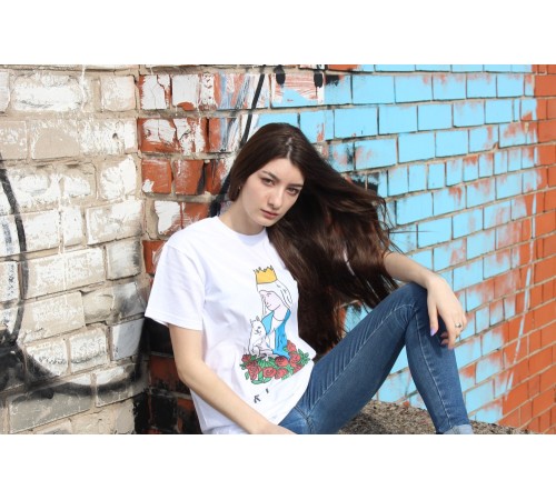 Белая футболка Ripndip Принцесса с котом