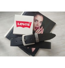 Топовий чоловічий шкіряний ремінь Levis чорний