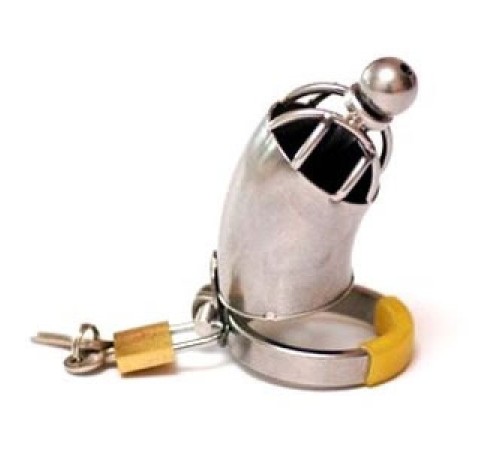 The Houdini Ceeehrome-Plated Chastity Device with Urethral Stretching Penis Plug