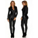 Black Alligator Stlyle Leather Jumpsuit