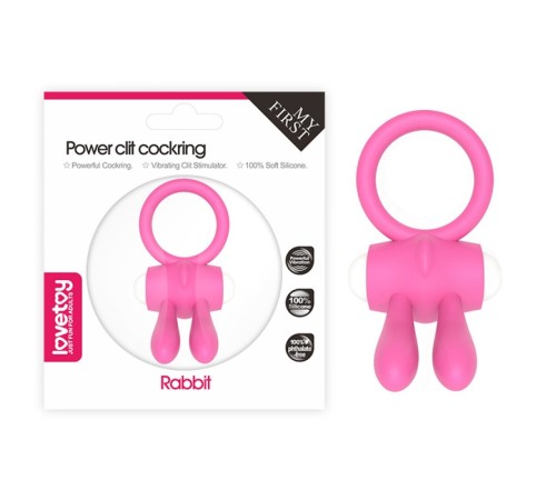 Розовое эрекционное кольцо с вибрацией Power Clit Silicone Cockring