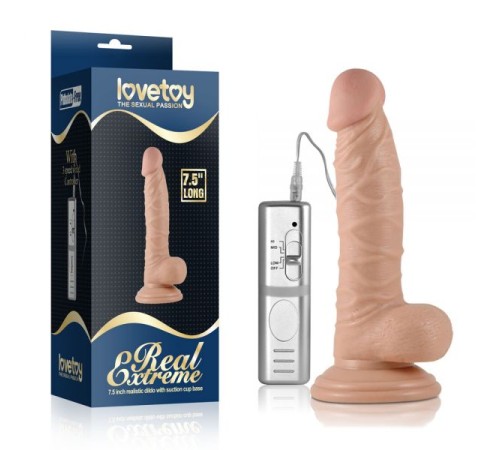 Реалистичный вибратор на присоске с пультом управления Real Extreme Vibrating Dildo 7.5