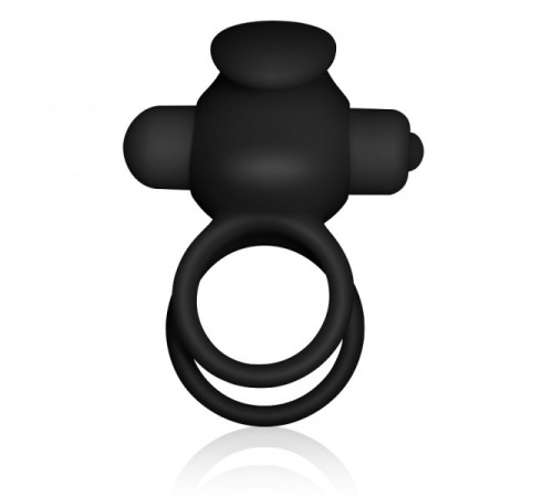 Вибро-насадка для пениса с эрекционными кольцами Power Clit Duo Silicone Cockring Black