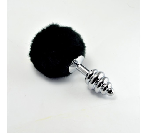 особиста пробка спиральная с помпоном Spiral Pompon Metal Plug Silver White