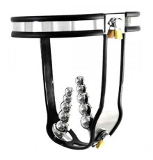 Female Adjustable Model-T Stainless Steel Chastity Belt with Locking Vaginal and Anal Plug Removable