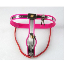 Female Adjustable Model-Y Stainless Steel Premium Chastity Belt Locking Cover Removable PINK