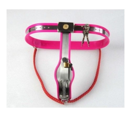 Female Adjustable Model-Y Stainless Steel Premium Chastity Belt Locking Cover Removable PINK