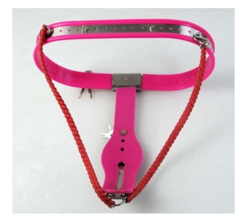 Female Adjustable Model-Y Stainless Steel Premium Chastity Belt Locking Cover Removable PINK